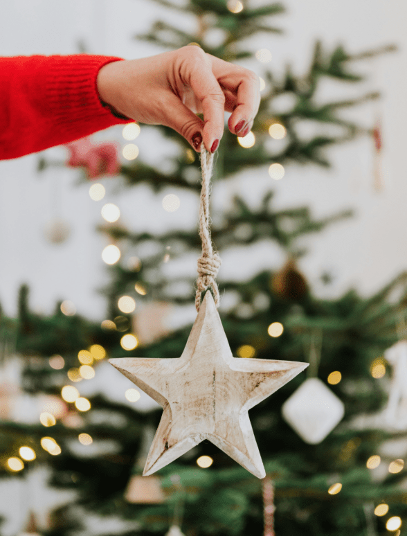 houten kerst ster hout in kerstboom