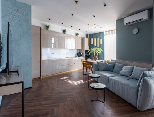 visgraat pvc vloer donker met blauw tint